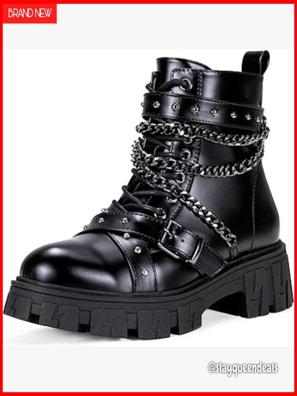Women's Platform Ankle Boots Chunky Heel Combat Boots Slip On